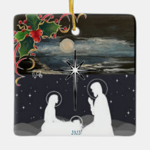 Ornamento de Natividad de la Luna Azul