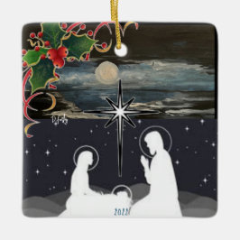 Ornamento de Natividad de la Luna Azul