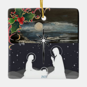 Ornamento de Natividad de la Luna Azul