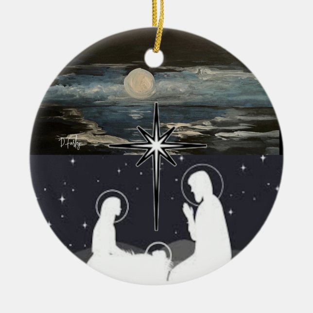 Ornamento de Natividad de la Luna Azul (Frente)