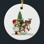 Ornamento de Navidad<br><div class="desc">Un adorno navideño. ¡Construyendo un muñeco de nieve!</div>