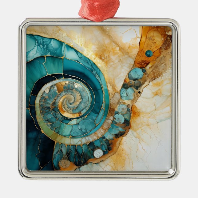 Ornamento de Navidad Ammonite Gem Fossil (Frente)