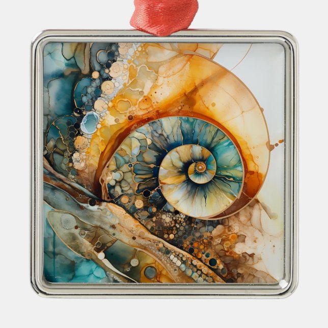 Ornamento de Navidad Ammonite Gem Fossil (Frente)