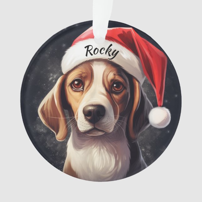 Ornamento de Navidad Beagle Personalizado (Anverso)