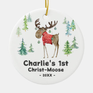 Ornamento de Navidad-Bebé Primer Cristo-Moose