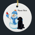 Ornamento de Navidad Black Lab Snowman<br><div class="desc">Ornamento de Navidad Black Lab Snowman - Ornamento personalizado</div>