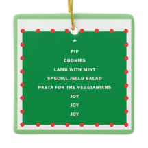 Ornamento de Navidad cerámico con palabras de vaca