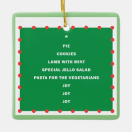 Ornamento de Navidad cerámico con palabras de vaca