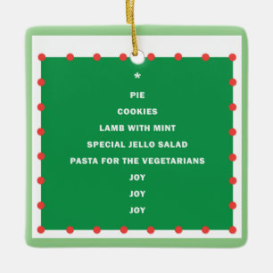 Ornamento de Navidad cerámico con palabras de vaca