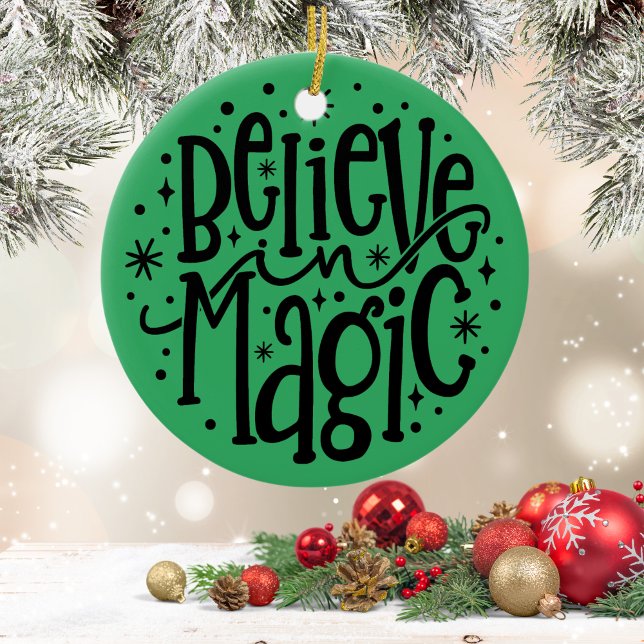 Ornamento de Navidad cerámico cree en la magia (Subido por el creador)