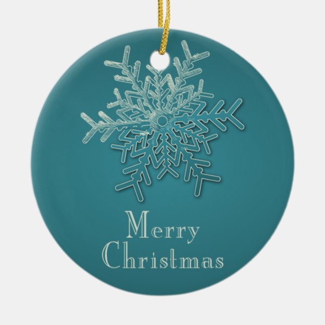 Ornamento de Navidad con copo de nieve grabado (Frente)