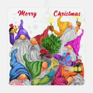 Ornamento de Navidad con Fiesta Gnomes Feliz