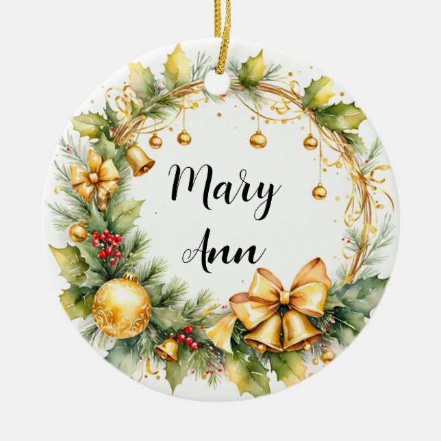 Ornamento de Navidad con nombre personalizado (Frente)