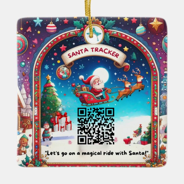Ornamento de Navidad cuadrado de código QR de Sant (Anverso)