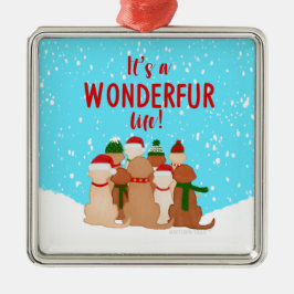 Ornamento de Navidad cuadrado de Golden Retrivers