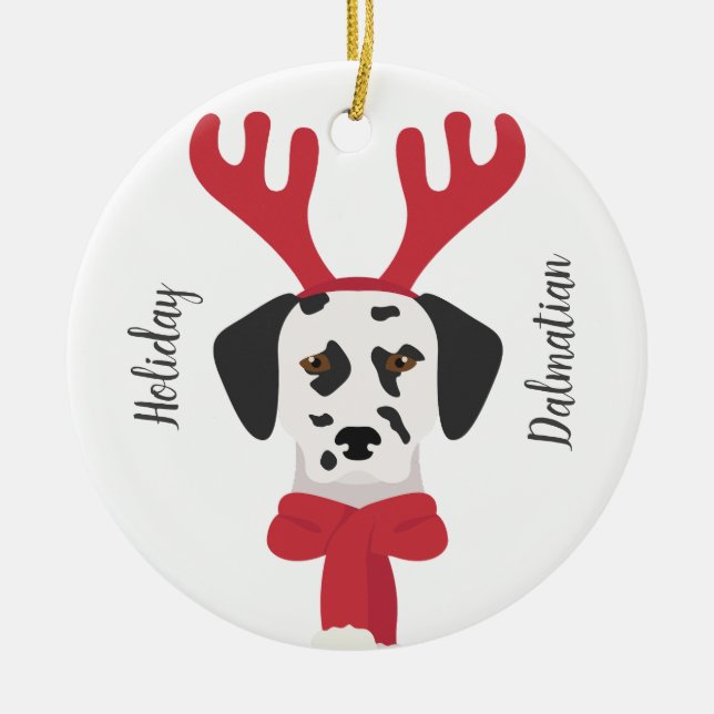 Ornamento de Navidad dálmata. Decoración de copos  (Frente)