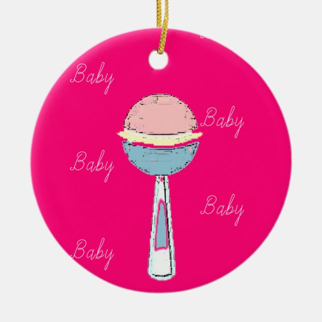 Ornamento de Navidad de Baby Rattle (Frente)