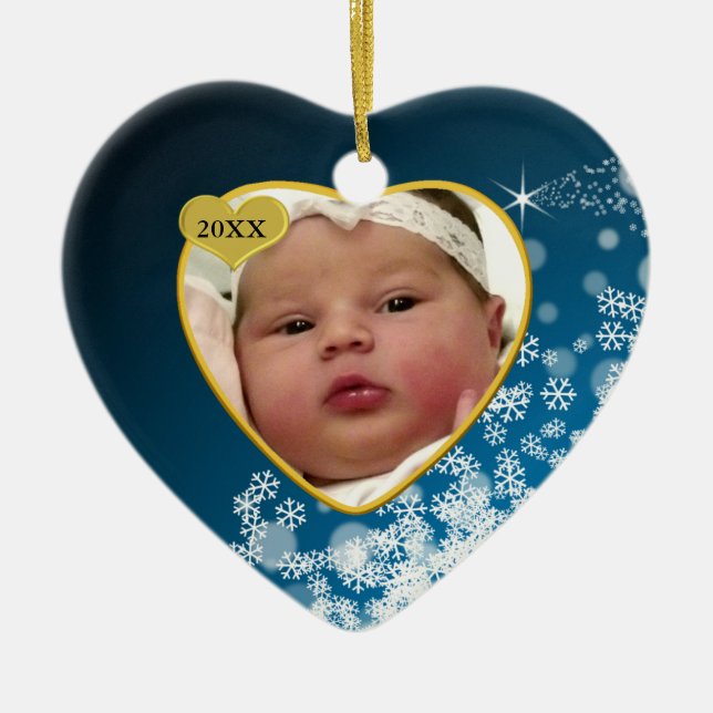 Ornamento de Navidad de Baby's Photo Keepsake (Frente)