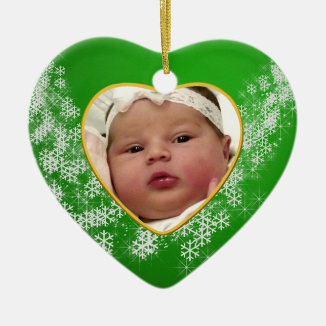 Ornamento de Navidad de Baby's Photo Keepsake (Frente)