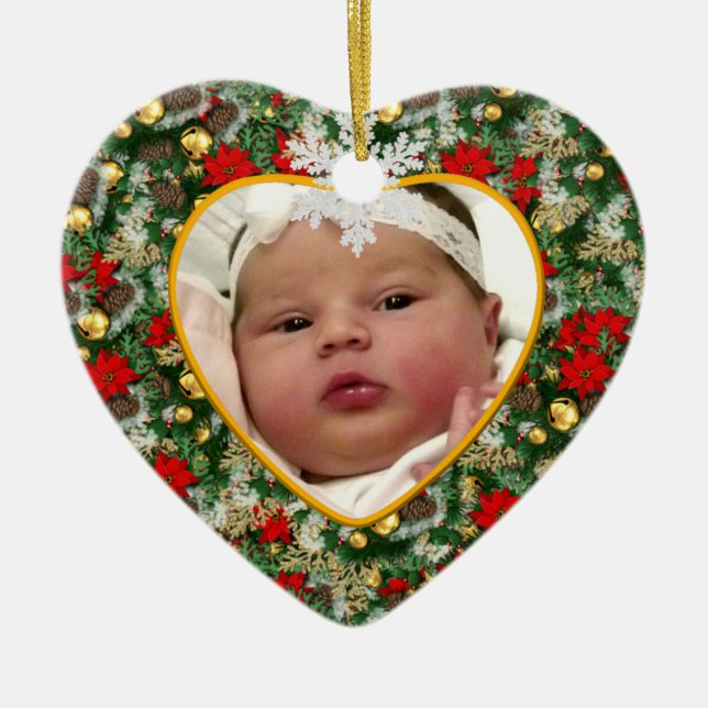 Ornamento de Navidad de Baby's Photo Keepsake (Frente)