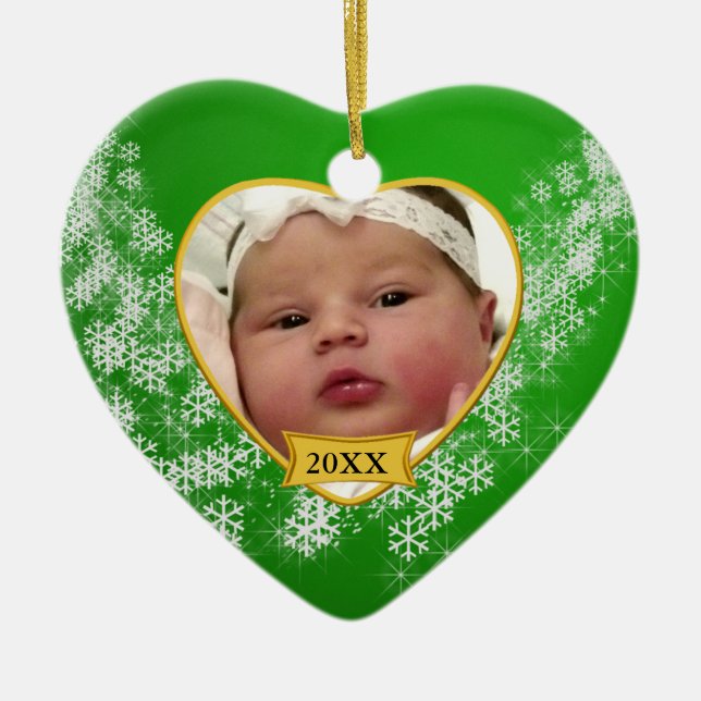 Ornamento de Navidad de Baby's Photo Keepsake (Frente)