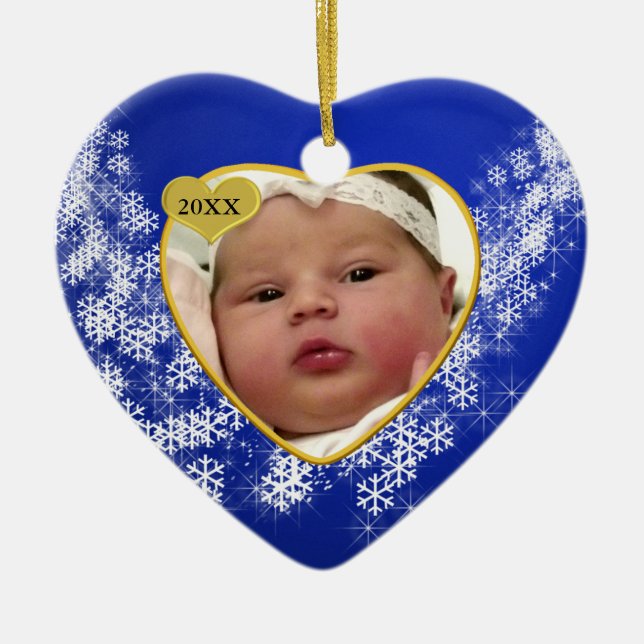 Ornamento de Navidad de Baby's Photo Keepsake (Frente)