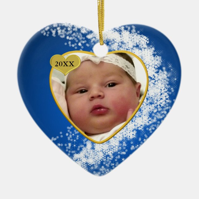 Ornamento de Navidad de Baby's Photo Keepsake (Frente)