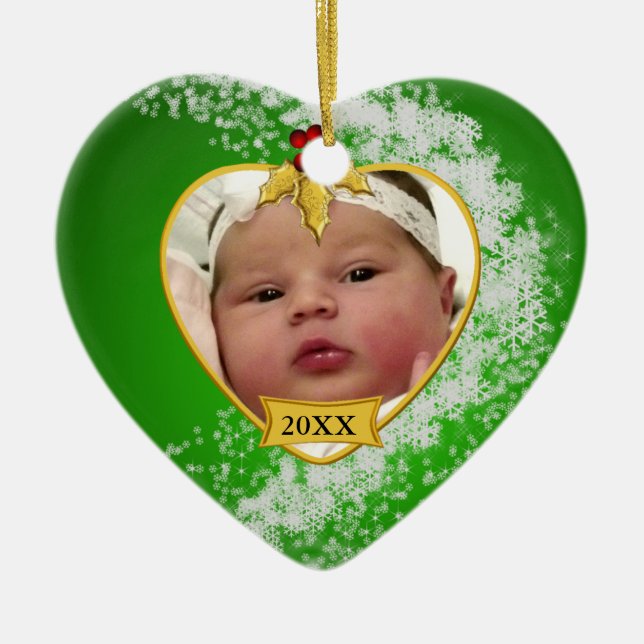 Ornamento de Navidad de Baby's Photo Keepsake (Frente)