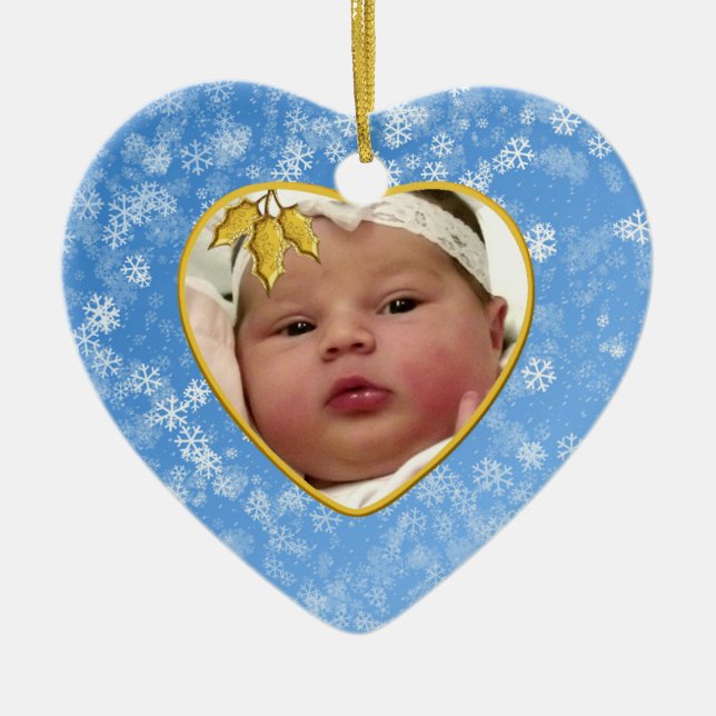 Ornamento de Navidad de Baby's Photo Keepsake (Frente)