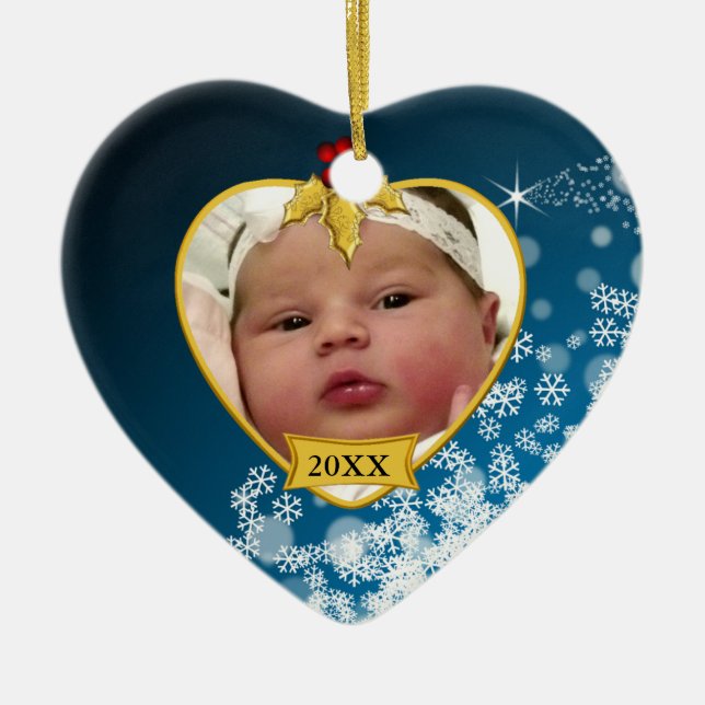 Ornamento de Navidad de Baby's Photo Keepsake (Frente)