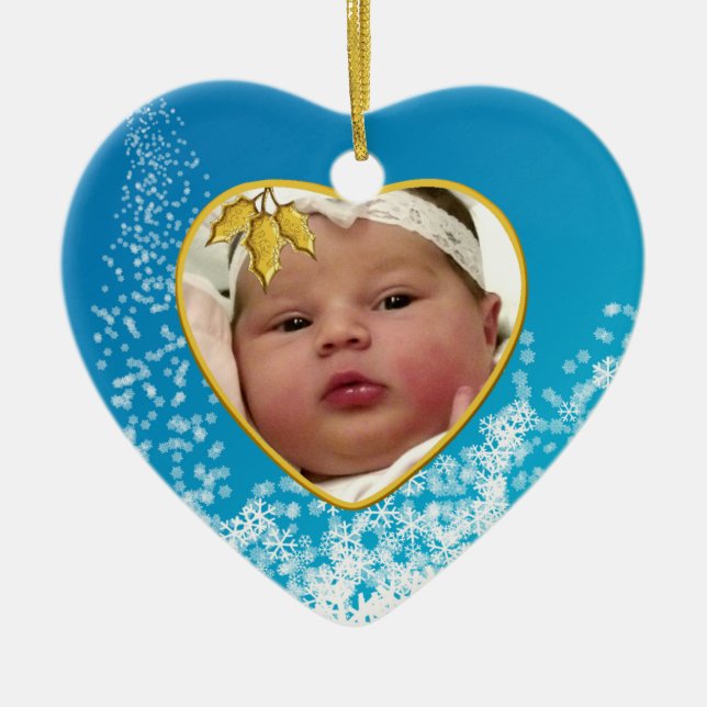 Ornamento de Navidad de Baby's Photo Keepsake (Frente)