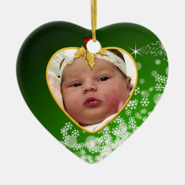 Ornamento de Navidad de Baby's Photo Keepsake (Frente)