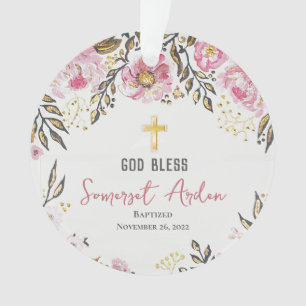 Ornamento de Navidad de Bautismo de Foto Personali