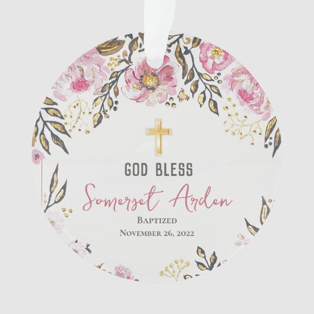 Ornamento de Navidad de Bautismo de Foto Personali (Anverso)