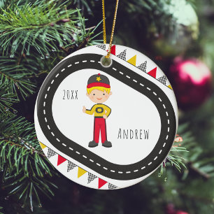 Ornamento de Navidad de Blonde Racer Boy