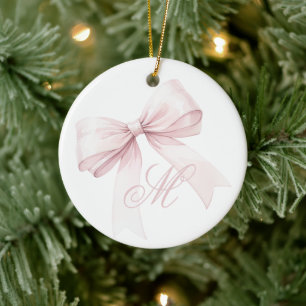 Ornamento de Navidad de Bow Rosado