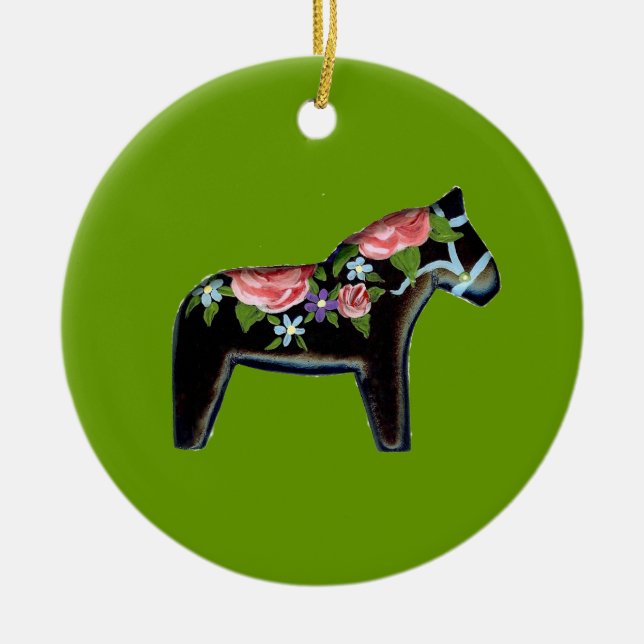 Ornamento de Navidad de Caballo de Dala (Frente)