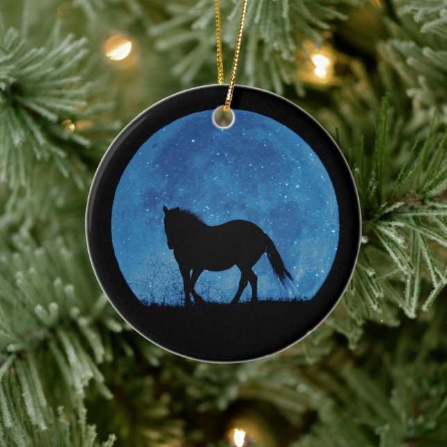 Ornamento de Navidad de Caballo y Luna de bonito (Árbol)