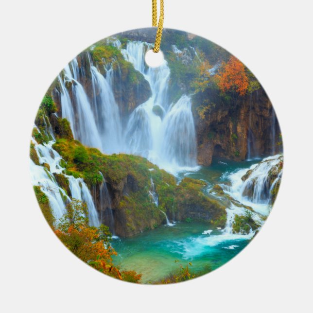 Ornamento de Navidad de Cascada de Plitvice (Frente)