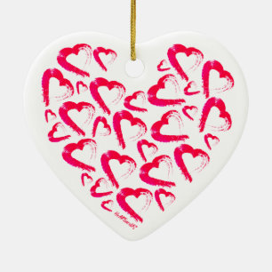 Ornamento de Navidad de Cerámica de Corazón Rojo