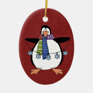 Ornamento de Navidad de Cerámica del Pingüino del