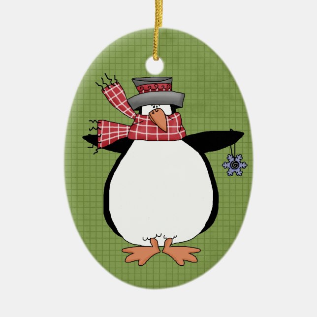 Ornamento de Navidad de Cerámica Pingüino de Invie (Frente)