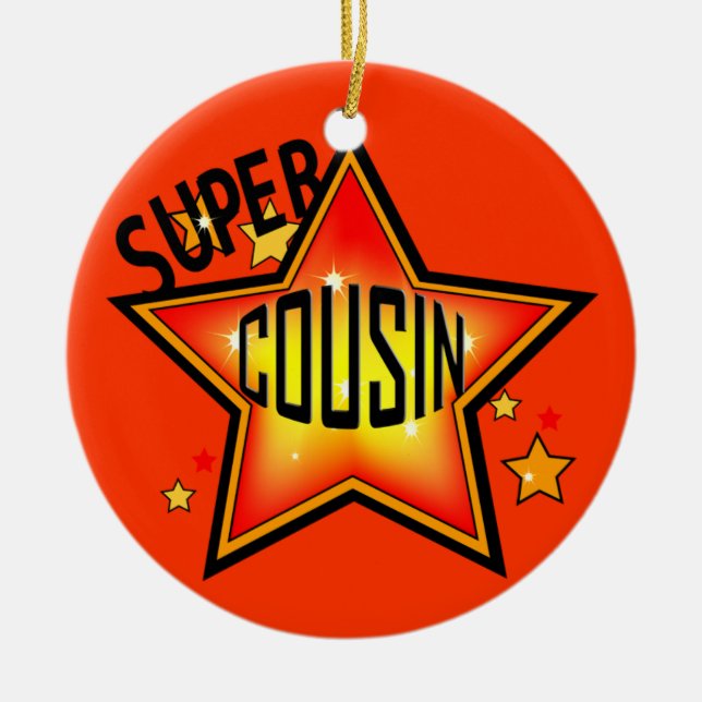 Ornamento de Navidad de Cousin Super Star (Frente)