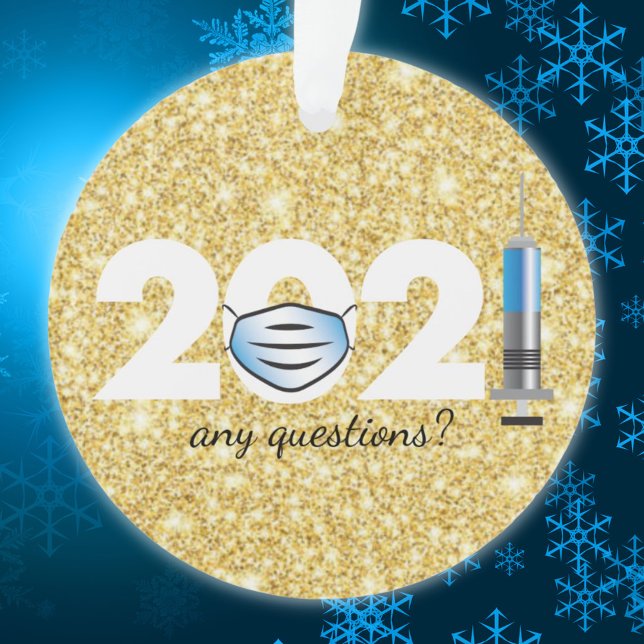 Ornamento de Navidad de Covid 2021 Mask Gold Purpu (Subido por el creador)