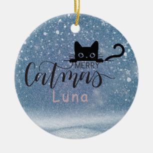 Ornamento De Navidad De Cute Gato Negro Para Los A