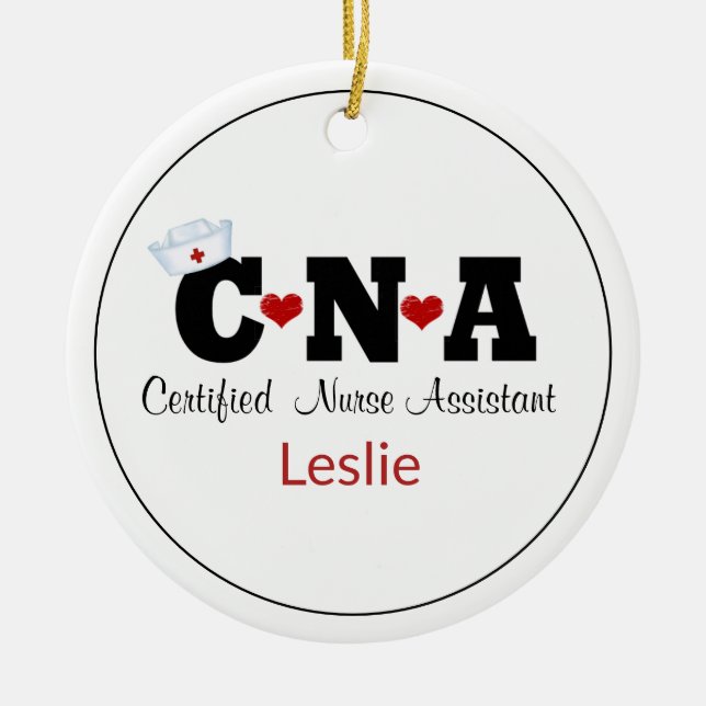 Ornamento de Navidad de Enfermería CNA personaliza (Frente)