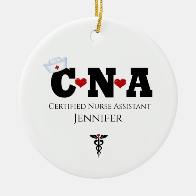 Ornamento de Navidad de Enfermería CNA personaliza (Frente)