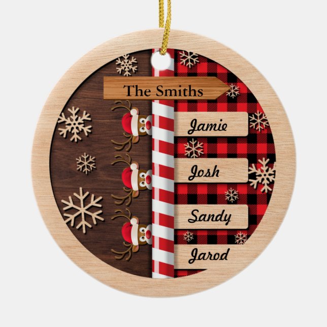 Ornamento de Navidad de Familia Personalizada Cute (Frente)