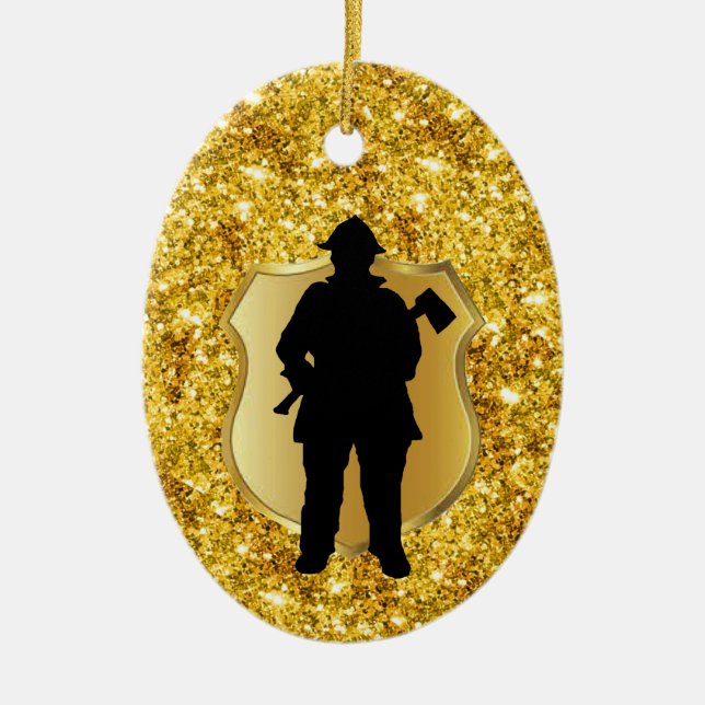Ornamento de Navidad de Fireman Silhouette (Frente)
