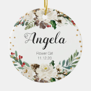 Ornamento de Navidad de Flor Floral Personalizada